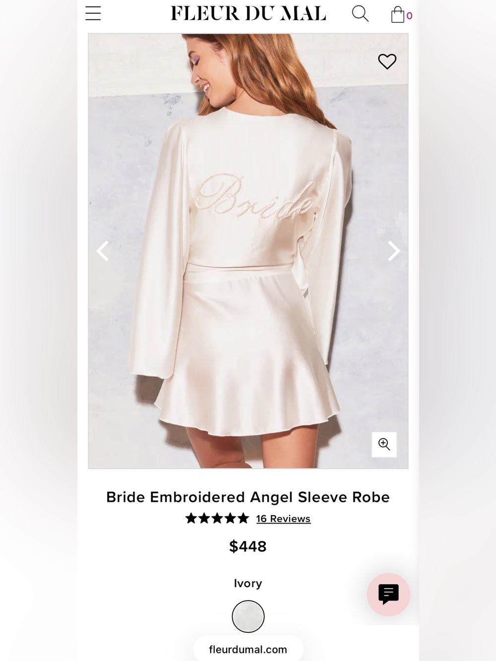 Fleur du Mal Silk Bride Robe - Brand New